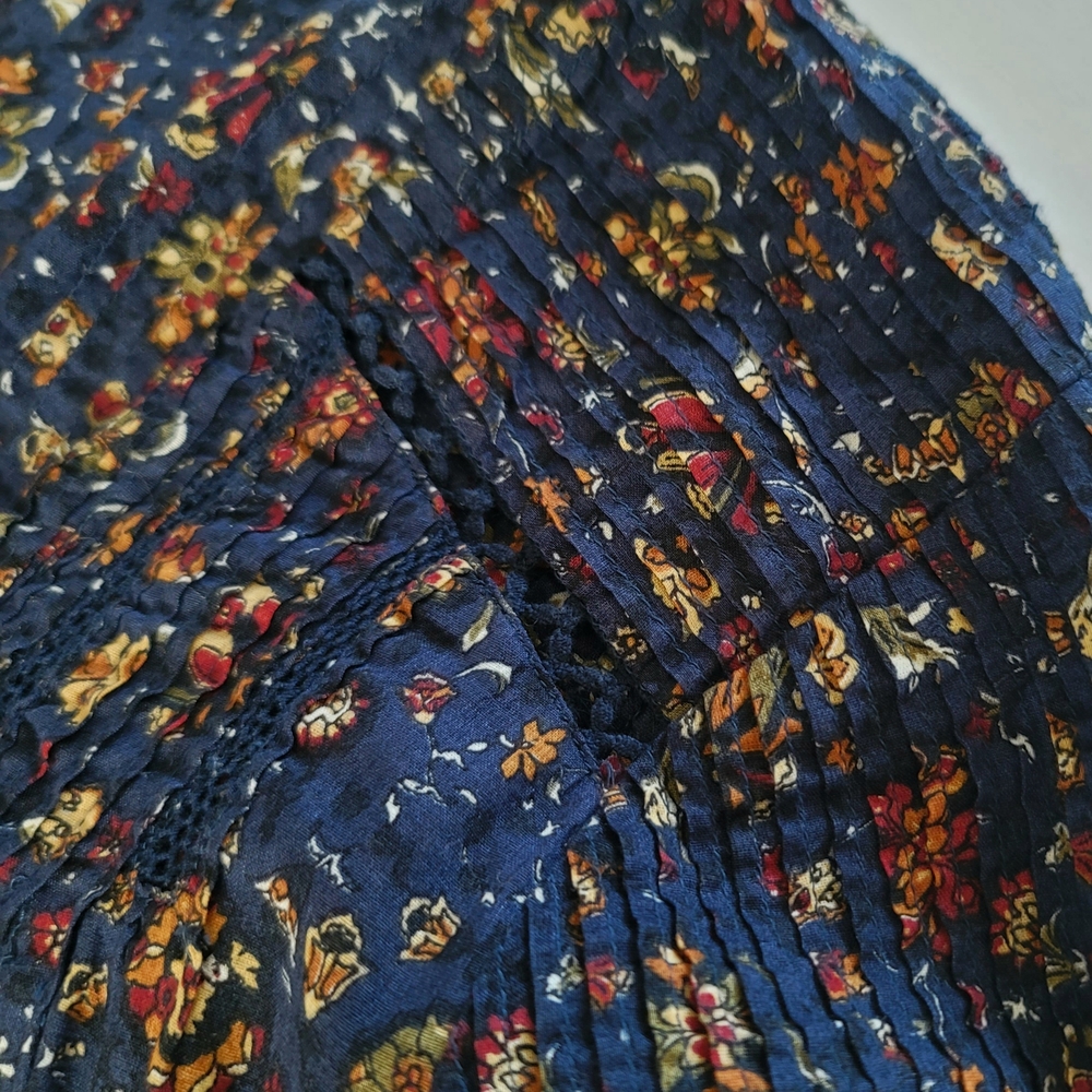 Veronica Beard Shireen Floral Print Midi Fall Autumn Dress Pintuck Lace Size 2 - Picture 15 of 15
